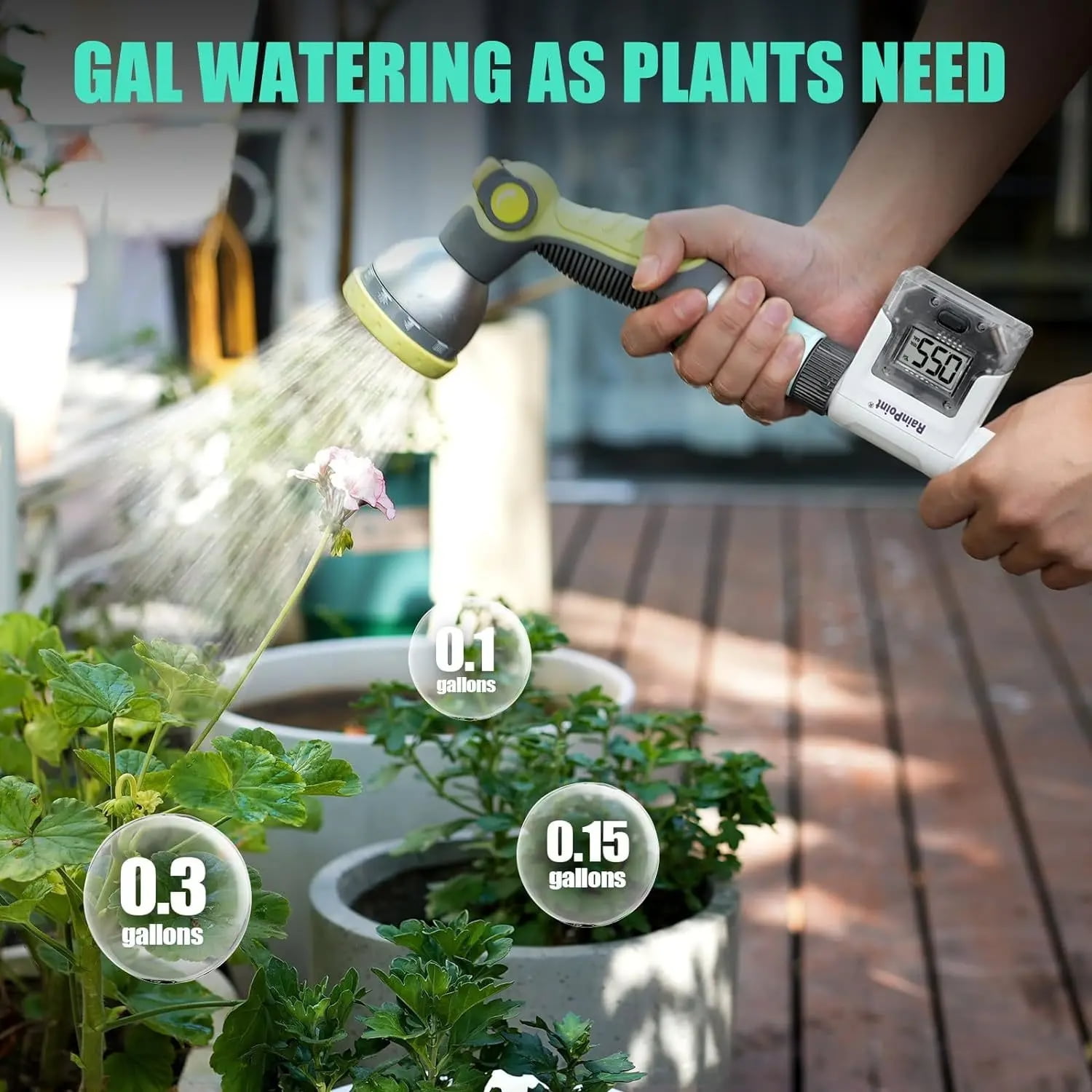 QUHAGJZ RAINPOINT WiFi Water Flow Meter Smart Water Meter For Garden Hose Flow Meter GPM Water