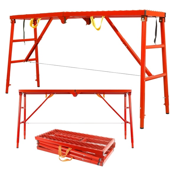 QUHEE Foldable Work Platform, 770 lbs Adjustable Height Scaffolding, Anti-Slip Portable Scaffold For Construction & Painting