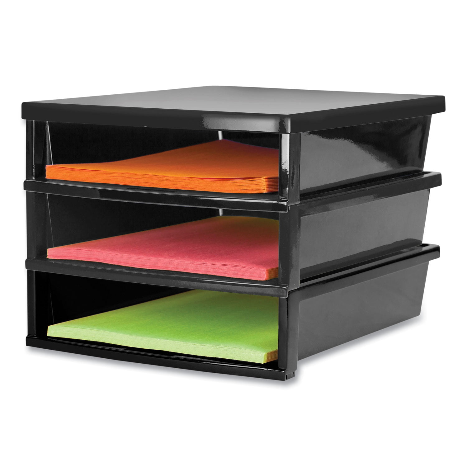 Quick Stack Construction Paper Sorter, 3 Compartments, 11 x 12.4 x 8.7, Black Quick Stack Construction Paper Sorter, 3 Compartments, 11 x 12.4 x 8.7, Black