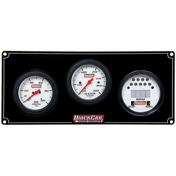 QUICKCAR RACING PRODUCTS White Face Gauge Panel Assembly P/N 61-7031