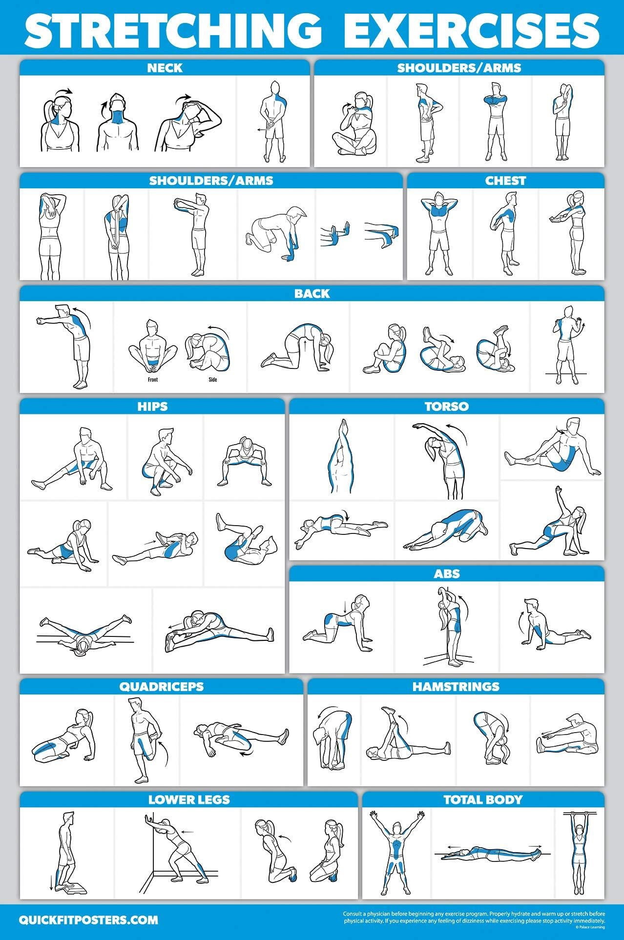 QUICKFIT Stretching Workout Exercise Poster - Stretch Routine