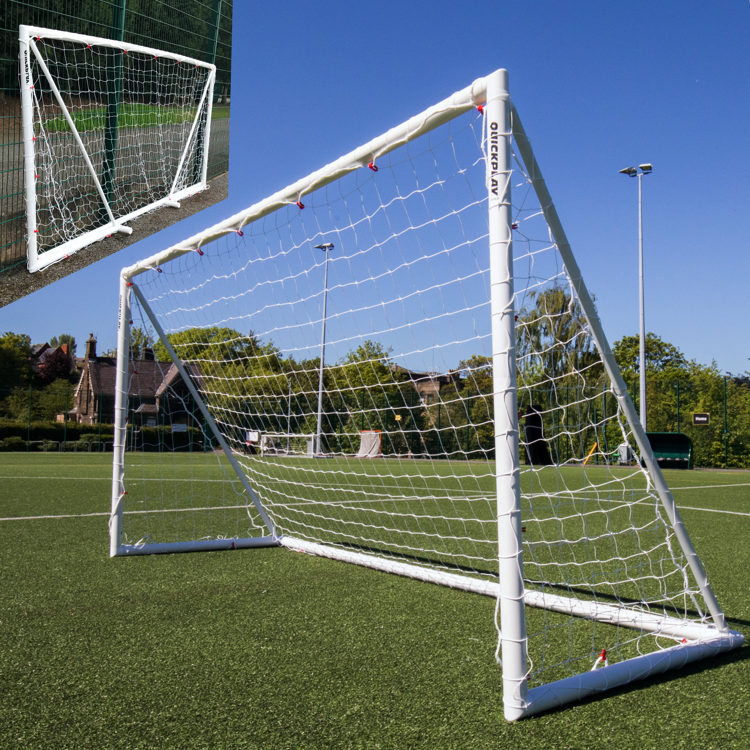QUICKPLAY Q-Fold But De Foot Pliable – Se Monte En 30 Secondes, Cadre UPVC 70 Mm, Filet Traité UV, Résiste Aux Intempéries