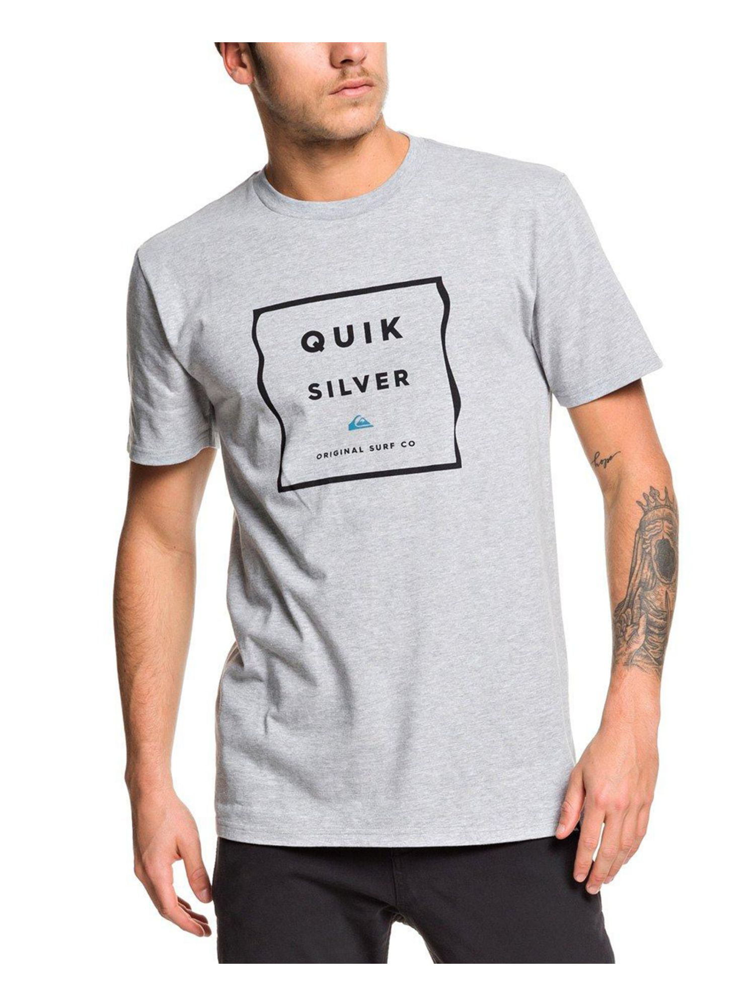 QUICKSILVER Sleeve Short Gray Classic Mens Printed M T-Shirt