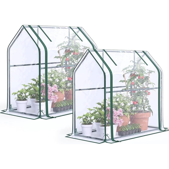 Quictent 2-Pack Mini Greenhouses Portable Green Houses, Clear Tents Small Greenhouse for Indoor Outdoor Plants 35” x18” x33” Heavy-Duty PVC Cover Tents Waterproof UV-Resistant Hot Houses