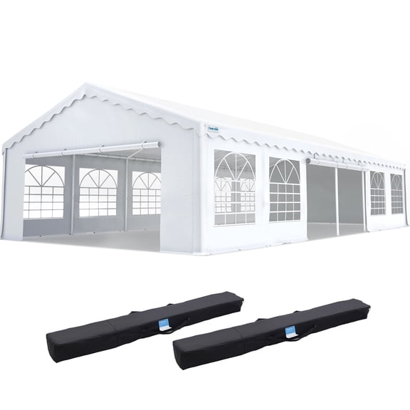 Quictent 20x40 FT White Party Tent with Church Windows & Zippered Sidewalls, Heavy Duty Galvanized Steel Frame, Weather Resistant for Outdoor Events