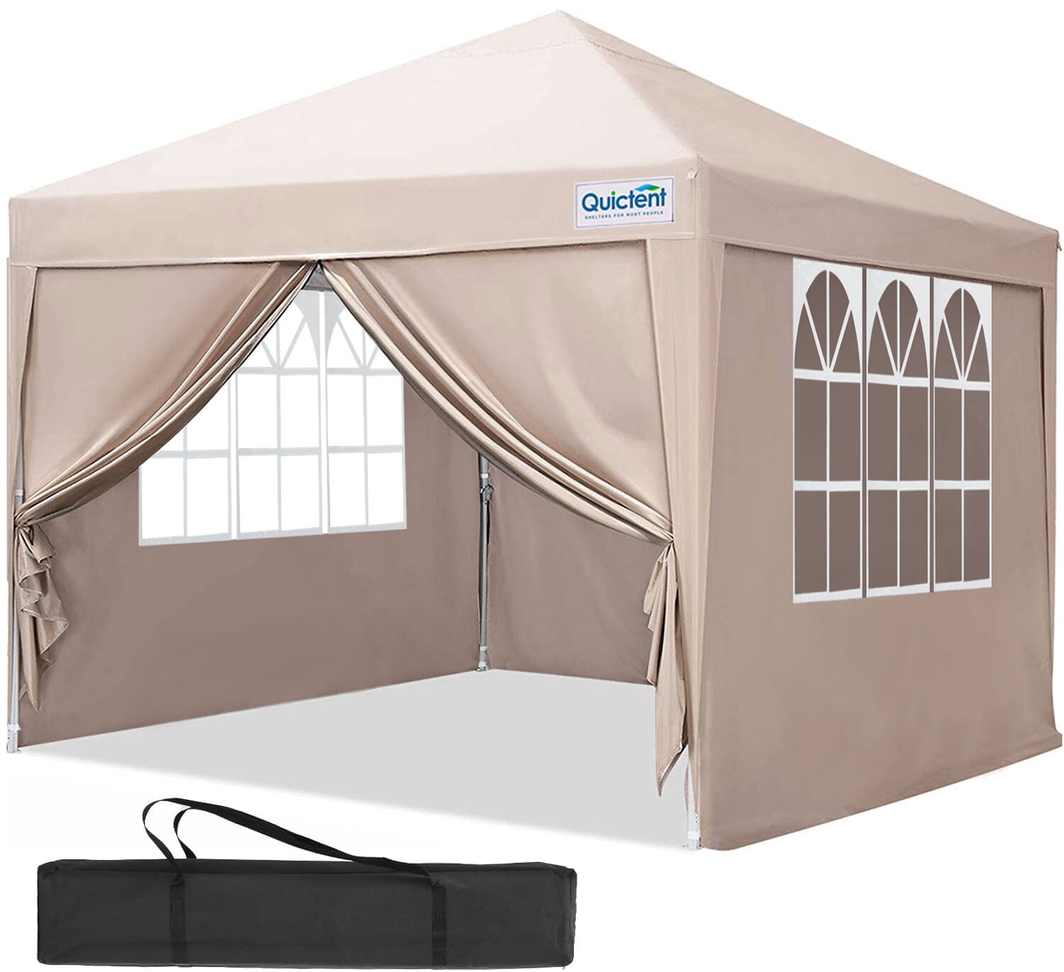 Quictent 10x10 FT Pop-Up Canopy Tent with Adjustable Height, Waterproof & UV Protection for Outdoor Events – Beige