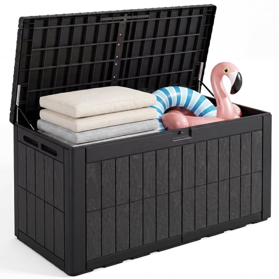 Quictent 100 Gallon Deck Box, Waterproof Resin Outdoor Storage Box, Durable Patio Storage Container for Cushions, Garden Tools, Pool Supplies & Seasonal Items