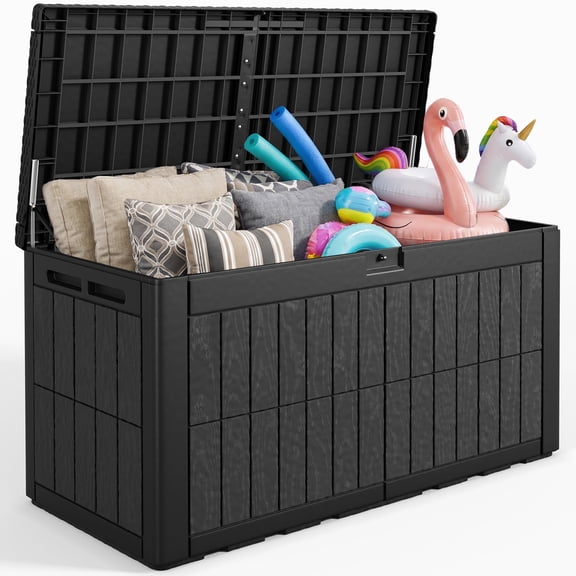 Quictent 120 Gallon Deck Box, Waterproof Resin Outdoor Storage Box, Durable Patio Storage Container for Cushions, Garden Tools, Pool Supplies & Seasonal Items