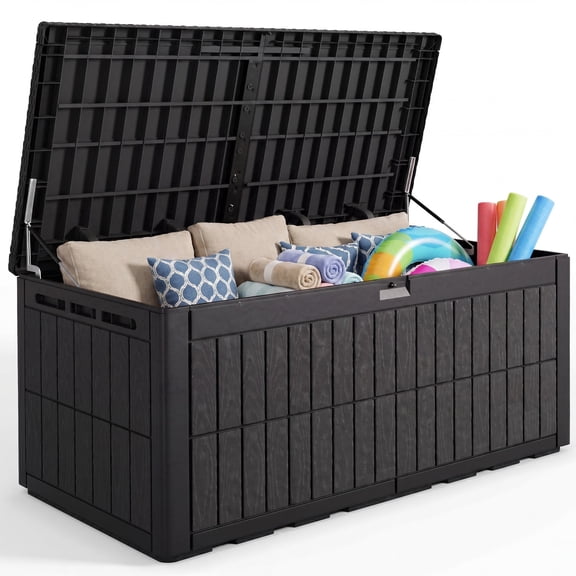 Quictent 220 Gallon Deck Box, Waterproof Resin Outdoor Storage Box, Durable Patio Storage Container for Cushions, Garden Tools, Pool Supplies & Seasonal Items