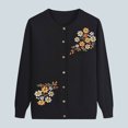 thumbnail image 1 of QUINDOS Womens Cardigan Sweaters Women's Coat Knitted Cardigan Floral Print Design Outerwear Tops Women's Long Sleeves, 1 of 9
