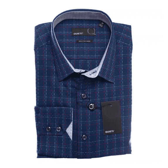 QUIETI Yangon Men's Long Sleeve Dobby Shirt NAVY L