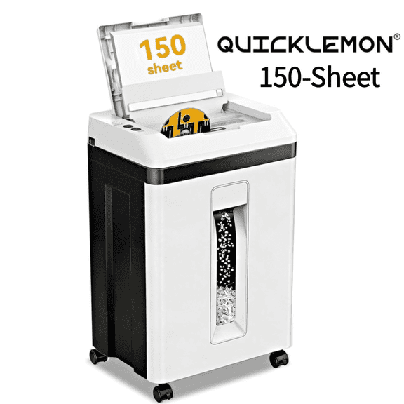 QUIETLEMON 150-Sheet Micro-Cut Paper Shredder  5.3 Gallon, Continuous 60 Min Auto Shredding, Jam & Overload Protection, Office Home Use