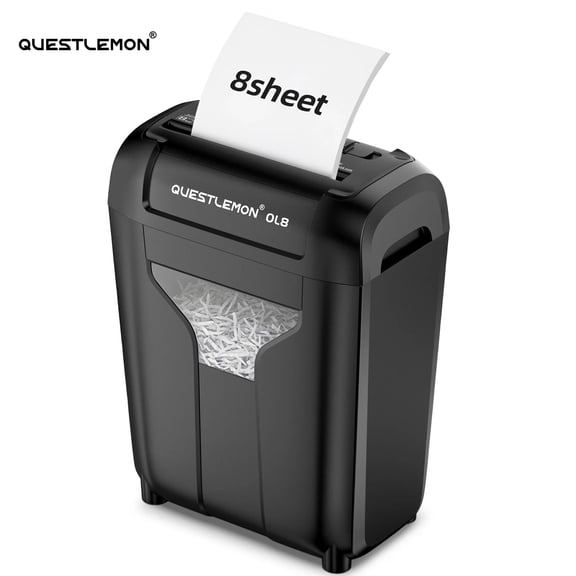 QUESTLEMON 8-Sheet Cross-Cut Paper Shredder for Home Office , Compact & Heavy Duty
