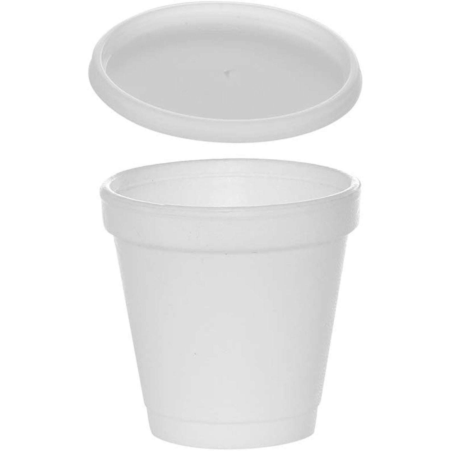 QUIETTCEX (200 Sets) 4 oz White Foam Cups with Translucent Vented Lids