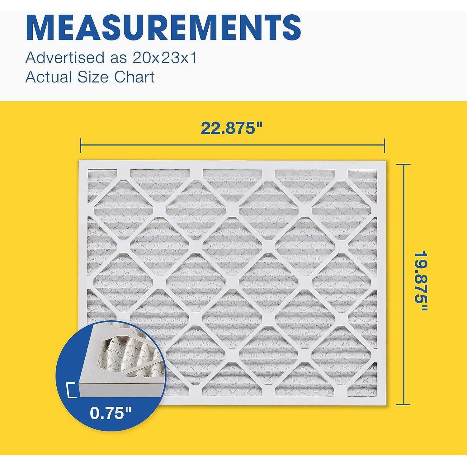 QUIETTCEX 20x23x1 MERV 13 Pleated Air Filter, AC Furnace Air Filter, 6