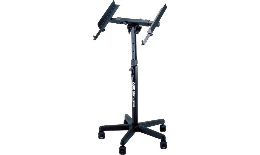 Adjustable Black Steel Studio Equipment Stand with Wheels