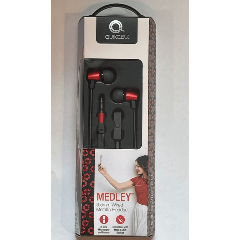 QUIKCELL MEDLEY 3.5MM WIRED METALLIC HEADSET COLOR RED Walmart