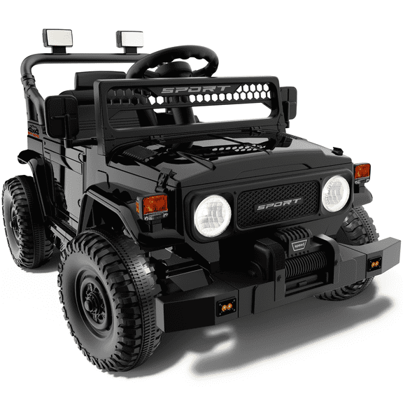 QUIKRA 12V 7Ah Ride on Toys with Remote, Electric Cars for Kids 3-5, Spring Suspension, Bluetooth Music & LED Lights, Black
