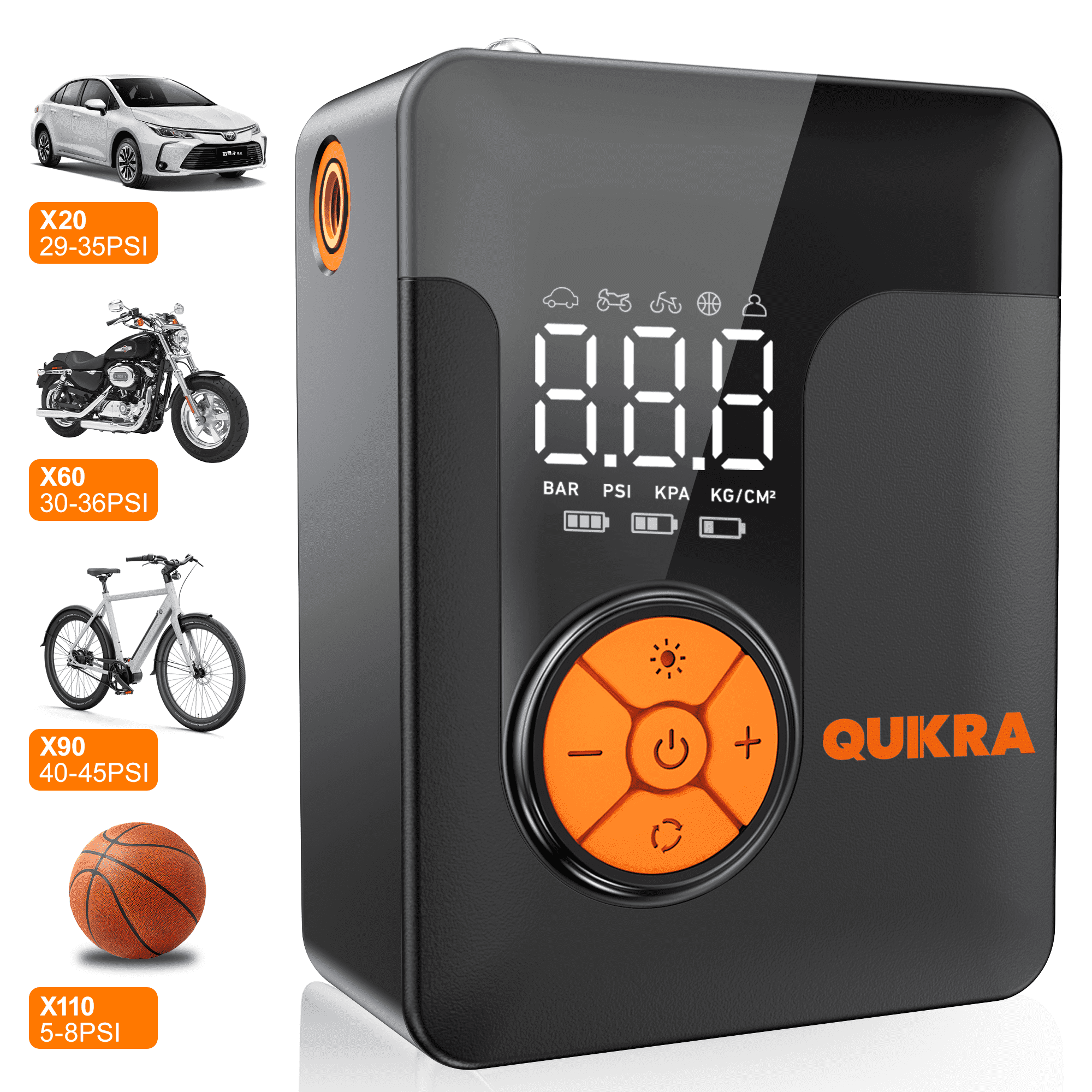 Tire Inflator Portable Air Compressor, 150 PSI Air Compressor Tire Pump,Auto Shut-off Tire Pump with LED Light Display for Car, Bikes, Sports Balls, Inflatable 
