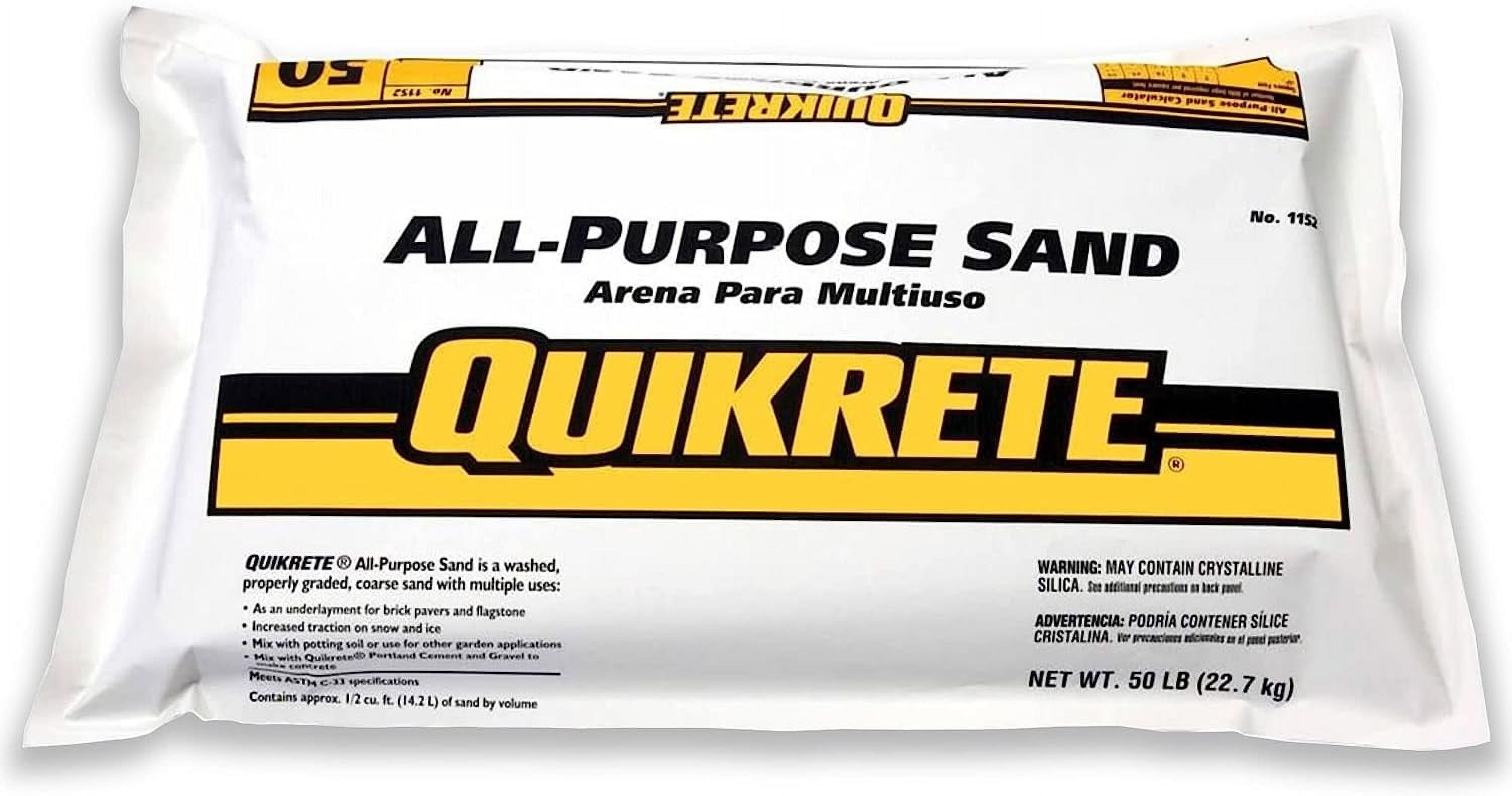 QUIKRETE All Purpose Sand for Potting Soil, Concrete Mix, Traction on Snow and Ice, Brick Pavers, Graded Coarse, 50 Pound Bag