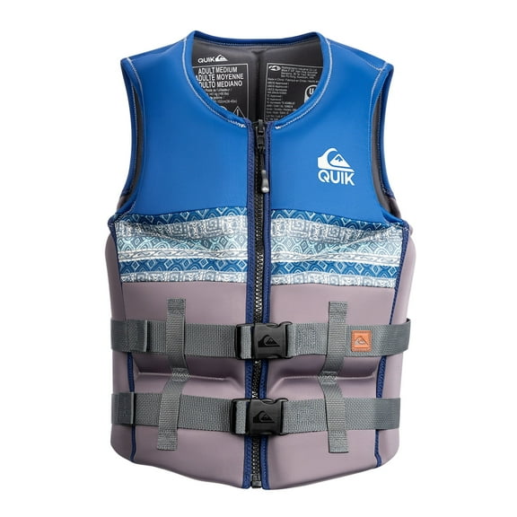 Quiksilver Men's Life Jacket and Vest, US Coast Guard Approved PFD Flotation Device for Jet Skiing Wakeboarding Rafting, M Size 36"- 40", Navy Charcoal