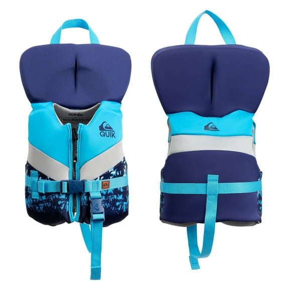 Quiksilver Infant Life Jacket, US Coast Guard PFD with Leg Strap, Segmented Panels & PVC Foams, Boys under 33 lbs Blue