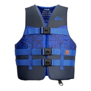 QUIKSILVER USCG Approved Mens Life Vest, Light-Weight EPE Foam and Drain Holes, Three Belts with Quick-Release Buckles & D-Ring for Fishing and Boating - L/XL Size