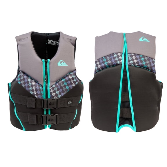 QUIKSILVER Youth Life Vest, USCG and Transport Canada Approved Life Jacket, Evoprene PFD, Personal Flotation Device Level 70 Buoyancy Aid for Teen Boys 55-88 lbs, Boating Fishing