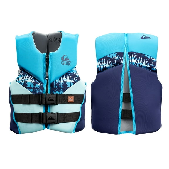 QUIKSILVER Youth Life Vest, USCG and Transport Canada Approved Life Jacket, Personal Flotation Device Level 70 Buoyancy Aid for Teen Boys 55-88 lbs, Boating Fishing Kayaking Water Sports