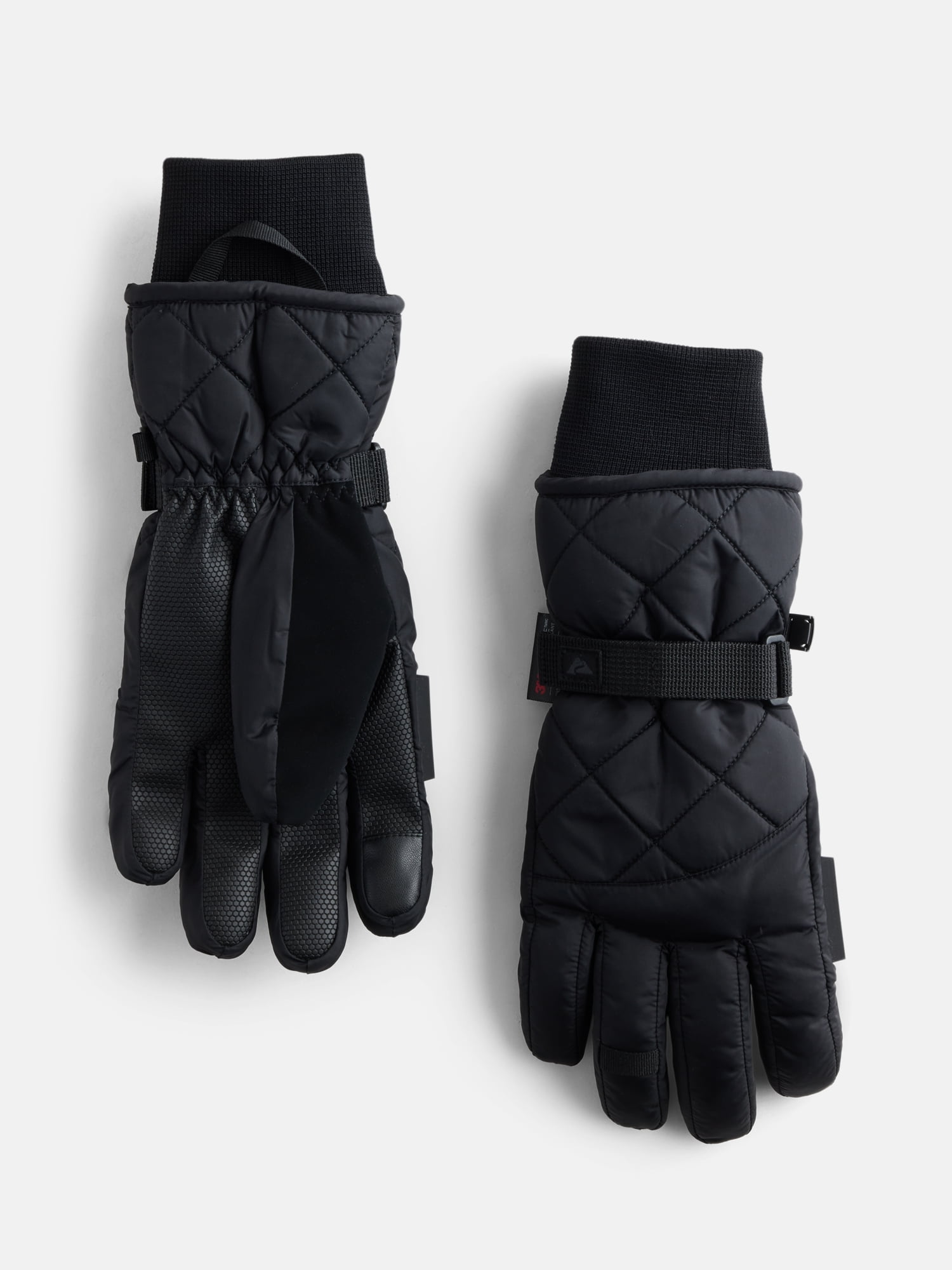 Ozark Trail Women's Quilted Tech Ski Gloves, Black Soot, Sizes L/XL