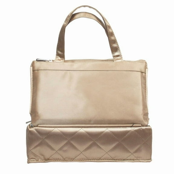 QUILTED GOLD COSMETIC / TOILETRY BAG