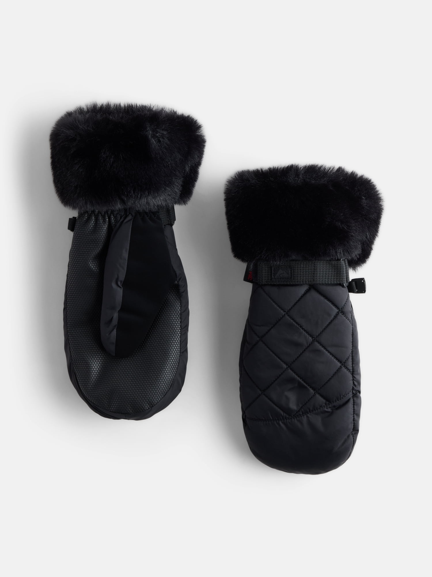 Ozark Trail Women's Quilted Tech Ski Mittens, Black Soot, L/XL