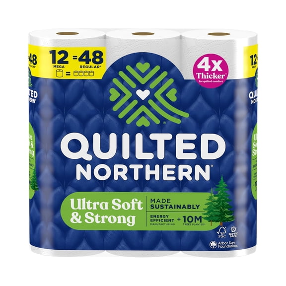 Quilted Northern Ultra Soft & Strong Toilet Paper, 12 Mega Rolls = 48 Regular Rolls, 5X Stronger*, Premium Soft Toilet Tissue