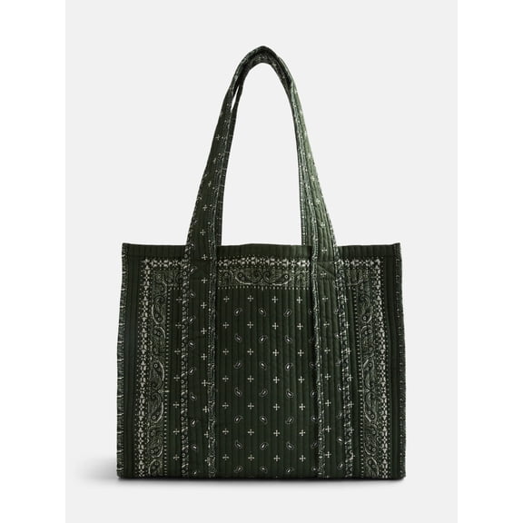 No Boundaries Quilted Tote Bag, Women's, Olive Bandana