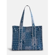 Quilted Tote Bag, Women's, Blue Patchwork
