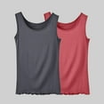 thumbnail image 1 of QUINDOS 2 Pack Womens Tank Tops Athletic Summer Camisoles for Women Pack Running Crew Neck MultiPack Strap Sleeveless Cami Shirts Ruffle Solid Color Loose Undershirts, 1 of 3