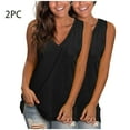 thumbnail image 1 of QUINDOS 2 Pack Womens Tank Tops Casual Summer Basic Camisoles for Women Pack MultiPack Sleeveless V-Neck Strap Cami Shirts Loose Solid Color Undershirts, 1 of 5