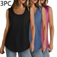 thumbnail image 1 of QUINDOS 3 Pack Tank Tops for Women Summer Plus Size Casual Camisoles for Women Large Multi Pack Square Neck Strap Sleeveless Cami Tops Solid Color Long Loose Fit Undershirts, 1 of 9