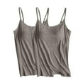 thumbnail image 1 of QUINDOS Built in Bras Tank Tops for Women 2 Pack Summer Athletic Camisoles for Women Plus Crew Neck Sleeveless Yoga Spaghetti Strap Multi Pack Shirts Tops Solid Color Undershirts, 1 of 5