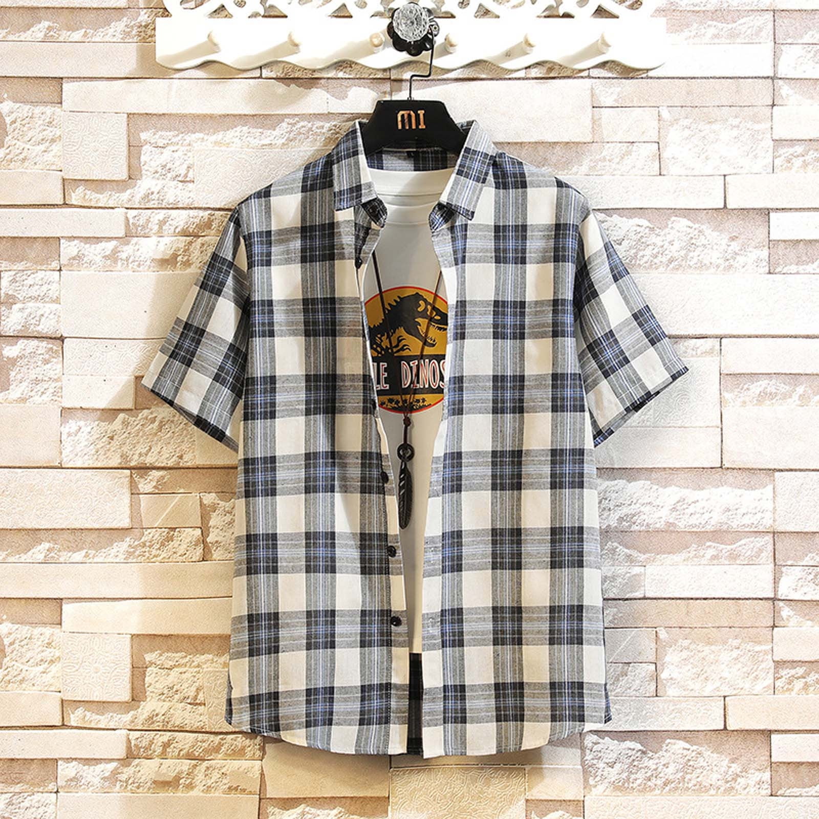 HUNTFAMI Men's Hawaiian Shirt - Short Sleeve Button Down Casual Summer Shirt