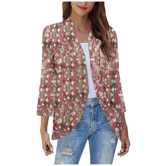 QUINDOS Cardigans for Women,Women's Non Positioning Printed Fashionable Loose Lace Cardigan Top