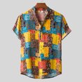thumbnail image 1 of QUINDOS Casual Hawaiian Tropical Shirts for Men Button up Short Sleeve Summer Shirts Vacation Vintage Loose Fit Beach Tropical Print Shirts, 1 of 8