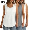 thumbnail image 1 of QUINDOS Casual Womens Tank Tops 3 Pack Plus Size Summer Camisoles for Women Pack MultiPack Strap Sleeveless Square Neck Shirts Tops Solid Color Loose Fit Long Undershirts, 1 of 9