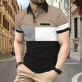 thumbnail image 1 of QUINDOS Collared Mens Shirts Big and Tall Short Sleeve Polo Casual Shirts Loose Patchwork Color Block Vacation T-shirts, 1 of 9