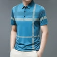 thumbnail image 1 of QUINDOS Collared Mens Shirts Casual Short Sleeve Polo Shirts Moisture Wicking Loose Summer Striped T-shirts, 1 of 9