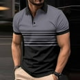 thumbnail image 1 of QUINDOS Collared Mens Shirts Polo Short Sleeve Casual Shirts Color Block Slim Breathable Regular Fit Button T-shirts, 1 of 3