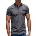thumbnail image 1 of QUINDOS Collared Shirts for Men Short Sleeve Casual Polo Shirts Pockets Solid Tennis Loose T-shirts, 1 of 7