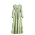 thumbnail image 1 of QUINDOS Dresses for Women 2025 Crew Neck Long Sleeve Sundress Casual Plus Size Dresses Summer Slim Solid Color Midi Long Womens Dresses, 1 of 6
