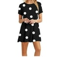 thumbnail image 1 of QUINDOS Dresses for Women Short Sleeve Crew Neck Casual Sundress Sun Dresses Summer Polka Dot Beach Loose Mini Above Knee Dresses for Women, 1 of 4