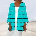 thumbnail image 1 of QUINDOS Fall Cardigans for Women,Women's Printing Stripe 3/4 Sleeve Print Loose Shirt Tops Cardigan, 1 of 6